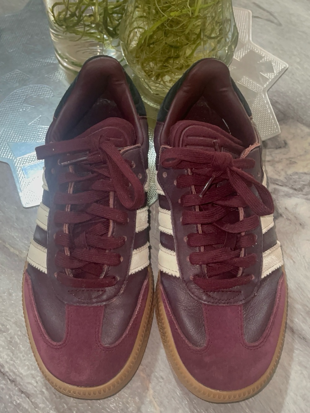 Adidas Samba XLG Maroon Red Burgundy Leather Plum Sneakers Men 7.5 Women 9